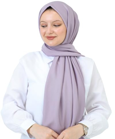 Prien Hijab Kopftuch für Damen, Muslimische Kleid Schal, Kopftücher für Mädchen, Islamische Langer Scarf, Chiffon Turban Kleider für Ramadan (Lila)