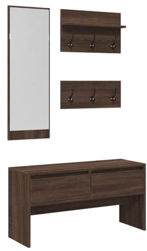 vidaXL 4-TLG. Garderoben-Set Braun Eichen-Optik Holzwerkstoff