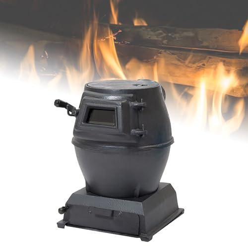 STWBHW Holzofen aus Gusseisen, Gusseisenofen, Campingkocher, Gusseisen-Lite-Holzofen, tragbarer Mini-Mehrstoffofen for Heizen/Camping/Kochen im Innen- und Außenbereich
