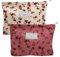 2 Pièces Trousse Maquillage Femme, Trousse Fleurs, Trousse à Maquillage en Velours Côtelé, Sac à Cosmétiques à Glissière, Trousse-de-Toilette Femme Portable, Trousse Toilette Voyage pour Femme