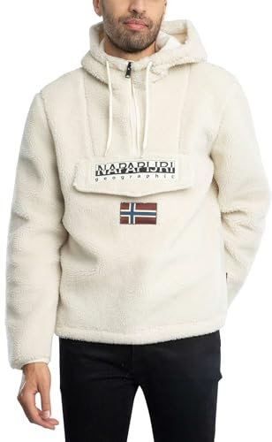NAPAPIJRI Uomo Pullover in Pile Riccio Burgee, Beige, XL