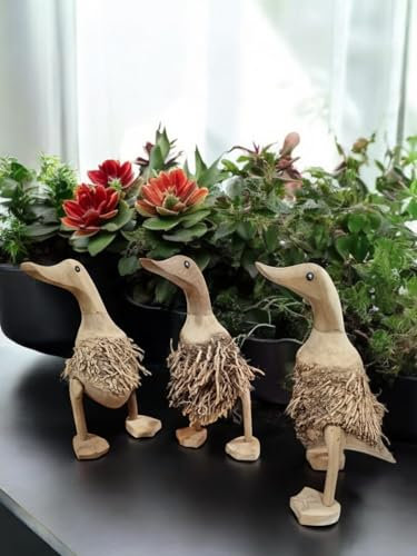 Kinaree Deko Ente Holz mit Wurzel klein - 20cm Bambus Wurzel Ente - Holz Enten Natur aus Einer Bambuswurzel gefertigt, Dekoration für Wohnzimmer, Badezimmer oder auch Eingangsbereich