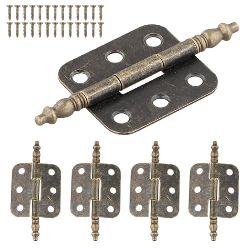 Godneei Juego de 4 Bisagras Pequeñas para Armarios, Bisagras para Puertas de Madera, Bisagras Decorativas en Estilo Clásico, Accesorios para Muebles