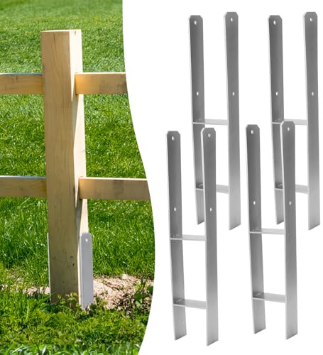 Gimisgu Anclajes en H para postes de 4 unidades, anclaje en H, para postes en H, para valla e invernadero, postes de madera cuadrados (81 x 600 mm)