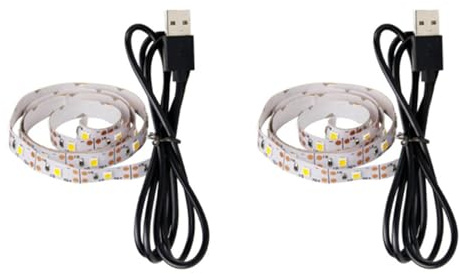 MQODLFP 2X Indoor Led Strip 5V USB Lamp 2835 Tiras Led Light Strip Backlight TV Bedroom Lighting 0.5M Cold White