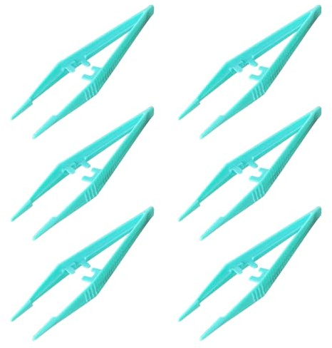 Set di 6 pinzette riutilizzabili in plastica, perfette per salute, bellezza, primo soccorso, medico, fai da te, arti e mestieri