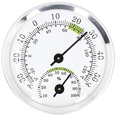 Holigie Dial Thermometer und Hygrometer, Aluminiumlegierschale hohe Präzision Anti -Magnetfeld -Interferenz für Zigarre Humidor Gewächshaus Gartenlabor geeignet