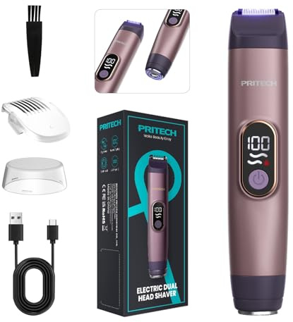 PRITECH Intimrasierer für Frauen, 2-in-1 Doppelkopf Rasierer Damen Gesichtshaarentferner für Frauen Mini-Haarentferner Nass und Trocken, Tragbare Rasierer für Haar mit USB-C-Laden (Lila)