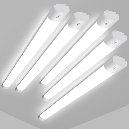 LEOEU 5 Stück 20W LED Feuchtraumleuchte mit Bewegungsmelder, 2200LM 60CM LED Röhre, IP65 Wasserdicht Kellerleuchte, Deckenlampe mit Bewegungsmelder für Büro Flur Treppe Garage Abstellraum, 4000K