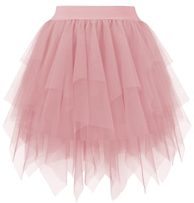 Hanpceirs Damen Mini Rock Tüll Röcke Karneval Kostüm | High Low Layered Puffy Fee Röcke, Unregelmäßiger Tutu Rock, Halloween Costumes, Cosplay Skirts, A-LinieMesh Skirts