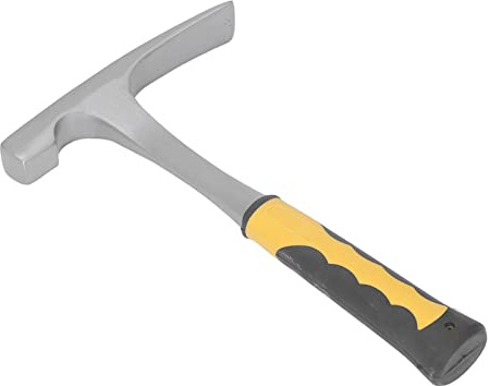 ZDETGU Geologischer Hammer Gesteinspickel aus Kohlenstoffstahl mit Polierter Spitze Zum Schürfen, Bergbau, Baudesign, Ergonomischer Griff für Komfort, Goldenes Camping-Geschenk (Flachkopf)