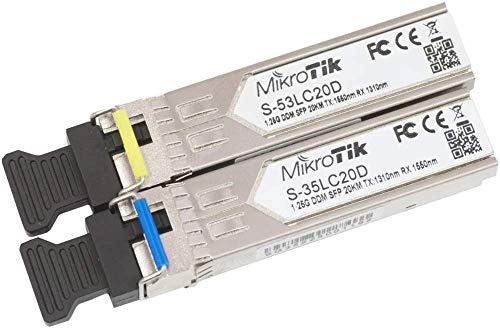 MikroTik Pair of SFP modules, S-35LC20D 1.25G SM 20km T1310nm/R1550nm, S-3553LC20D (1.25G SM 20km T1310nm/R1550nm + S-53LC20D 1.25G SM 20kmT1550nm/R1310nm)