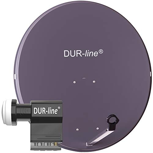 DUR-line MDA 90 Anthrazit - Digiatale 6 Teilnehmer Satellitenschüssel Komplett-Anlage mit UK 104 - Unicable LNB [Camping, Astra 19,2°, DVB-S/S2, Full HD, 4K, 3D]