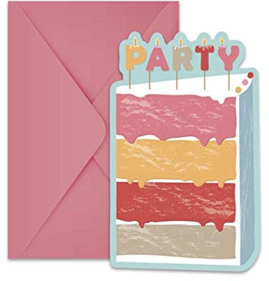 Procos 5PR89349 Einladungen mit Umschlag zum Geburtstag, Mehrfarbig