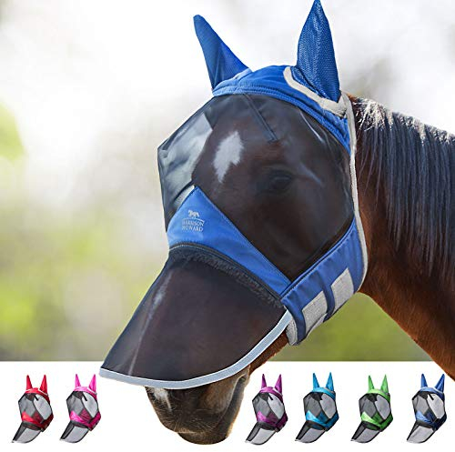 Harrison Howard CareMaster Pro Luminous Maschera anti-mosche per cavallo UV protezione pieno volto Blu Navy (L; Full Size)
