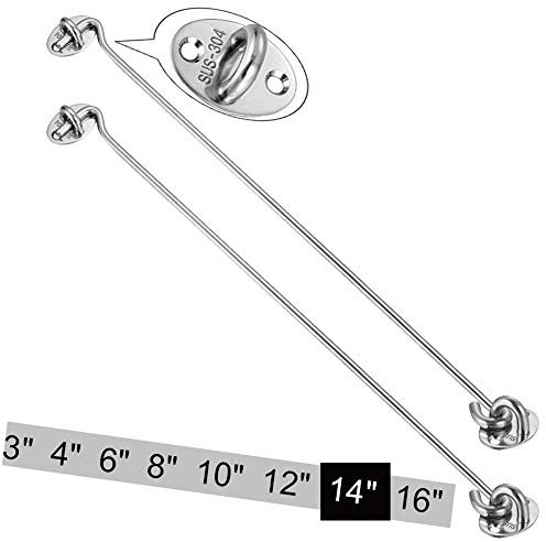 Cabin Hook【2PCS】SUS 304 Stainless Steel Eye Shed Gate Door Latch Silent Holder Window Brace,Φ 6mm/0.23inch