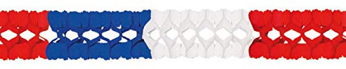 PARTY DISCOUNT Girlande, 16 x 16 cm, 4 m lang, blau-weiß-rot