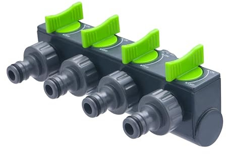 Testa Rubinetto Femmina 3/4 con Selettore 4 Uscite | Attacco Rapido Automatico | Controllo Indipendente del Flusso | Perfetto per Giardino | AROZ