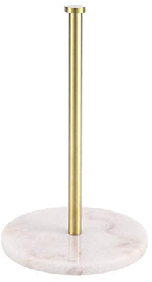 KES Kitchen Roll Holder Stainless Steel Kitchen Standing Paper Roll Holders with Marble Base for Standard or Jumbo Rolls Brushed Gold, KPH100-BZ