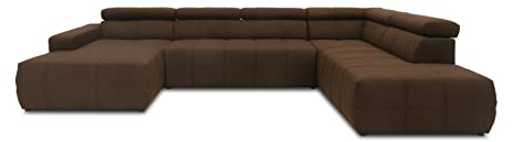 DOMO. collection Sofa Brandon, Wohnlandschaft mit Rückenfunktion und Sitztiefenverstellung in U-Form, Polstergarnitur 359 x 228 x 80 cm (BxTxH), dunkelbraun