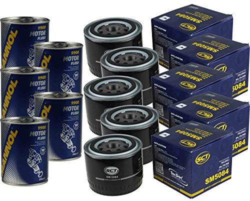 5x Original SCT Ölfilter SM 5084 + 5x SCT Motor Flush Motorspülung