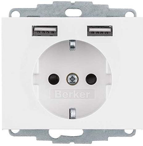 BERKER Steckdose SCHUKO/USB, K.1, polarweiß 48037009