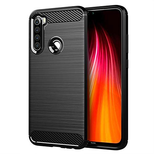 Hülle für Xiaomi Redmi Note 8 Carbon Cover Schutzhülle Handyhülle Silikon Case Stoßfest Kratzfeste Schutzhülle Schwarz Cover Shock [Kabellose Aufladung Kompatibel] (Xiaomi Redmi Note 8)