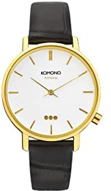 KOMONO Harlow Croco Black Japanische Analoge Quarzuhr für Herren mit Echtes Lederarmband