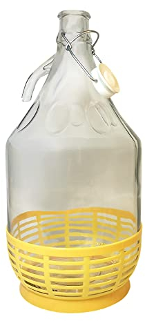 DIAH Do It At Home 5L Glass Demijohn - for Cider Carboy 1 Gallon, Wine Making, Storage