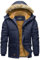 TACVASEN Herren Winddicht Winterjacke Outdoor Funktionsjacke Winter Mantel Wanderjacke Wasserdicht mit Taschen, (XXL, Navy blau)
