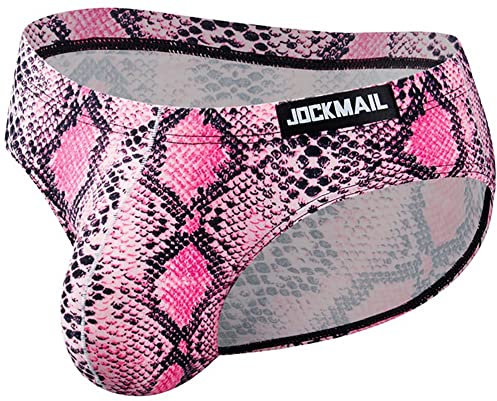 Faringoto Slip de bain pour homme imprimé léopard, rose, S
