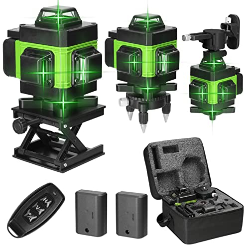Mulcort Multifunzionale 4D 16 Linee Laser Livello 3° Macchina Autolivellante Strumento di Livellamento Batteria Al Litio Ricaricabile USB con Linee di Inclinazione Orizzontali Verticali(Verde)