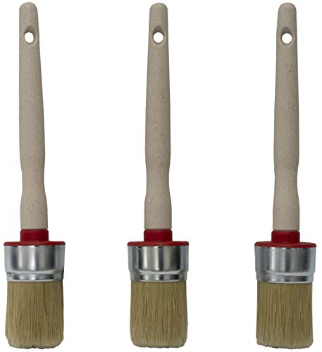 AERZETIX - C62152 - Juego de 3 - Brochas de cerdas Naturales Redondos - Ø40mm - 230mm x 45mm - para Pintura Cola barnizada - Mango de plástico - Herramienta de Pintura Lacado decoración renovación