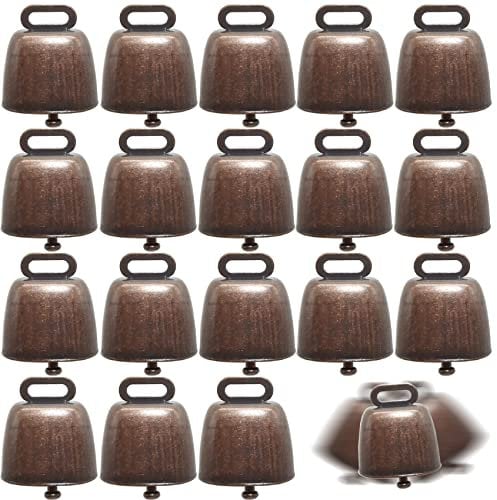 TIHOOD 18 Stück Kuh Pferd Schaf Weide Kupfer Glocken Kleine Messingglocken Rinder Ziege Bauernhof Laute Bronzeglocke Langstreckenpferd Schaf Eisenglocken für Weihnachtsdekoration (Rote Bronze)