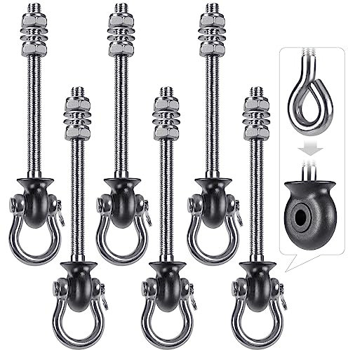 Dolibest 6er Schaukelhaken Holzbaken, 19.5cm Hängematte Befestigung Schwerlasthaken Hängesessel Aufhänger Bolzen Schwenk Edelstahl Montage Kit für Spielplatz Stuhl Yoga Seil Boxsack, 1500lbs
