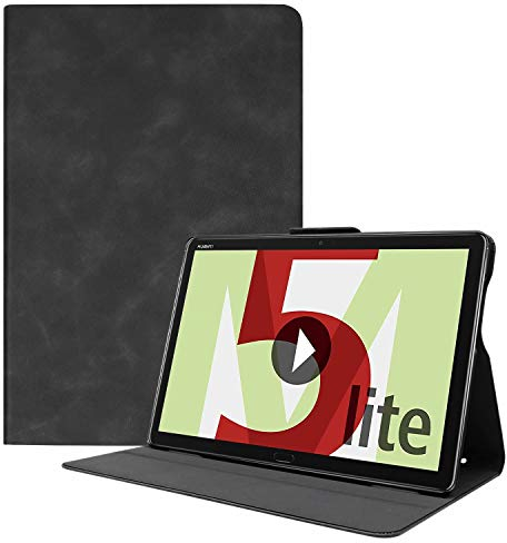 ZZOUGYY Custodia per tablet Huawei MediaPad M5 Lite 10 BAH2-W09 BAH2-W19 BAH2-L03 BAH2-L09 BAH2-L10, custodia ultra sottile in pelle con supporto per Huawei C5 10.0 BZT-W09 BZT-AL00 BZT-AL10 (nero)