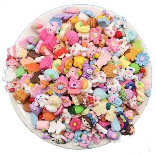 sailorsunny 50Pcs Cute Jewelry Making Charms Anime Beads Flatback Resin Charms Cute diy Crafts Accessories Animal Beads, M, Resin, No Gemstone