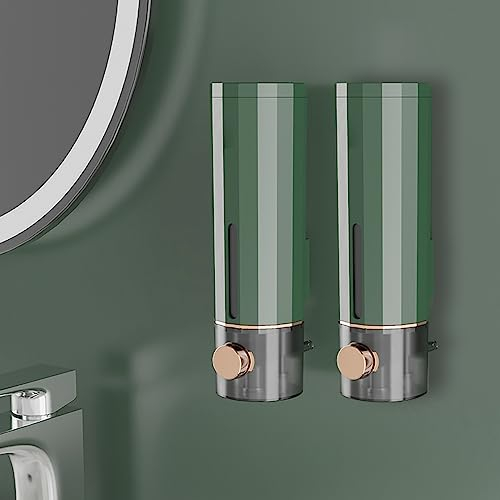 Seifenspender Wandbefestigung, 2er Set Soap Dispenser Ohne Bohren 450ml, Vakuum-Knopf-Technologie, Gleichmäßige Flüssigkeitsabgabe, Auslaufsicher, Geeignet für Shampoo, Flüssigseife, Spülung