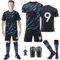 Fußballtrikot Kinder 2023/2024 Jungen Football Trikot Set, Schweißabsorbierenden Fußball Trikot Trainingsanzug Shirts Shorts und Socks, Nr.9 Jersey Fußballtrikot für Jungen Mädchen