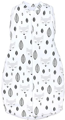 TupTam Baby Pucksack OEKO- TEX zertifizierte Materialien Swaddle Bag Wattiert Babyschlafsack 2.5 TOG unisex, Farbe: Wattiert 2.5 TOG/Füchse Weiß Grau, Größe: 0-3 Monate