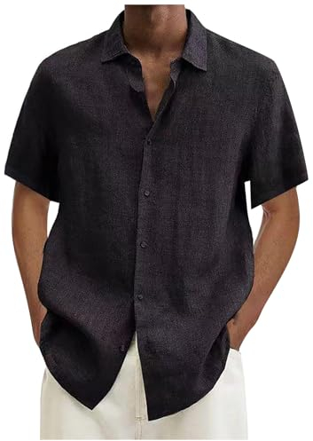 Chemise Homme Ete Chemise A Rayures pour Homme Chemise Homme Manches Courte Chemise Rose Homme Chemise sans Repassage Homme Chemise Homme Manches Courtes sans Repassage T-Shirts Noir L