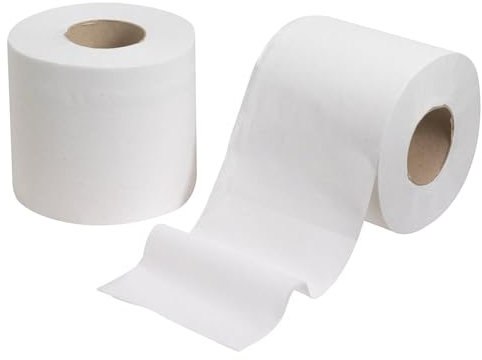 Tezraftaar® 12 x Jumbo Toilet Paper Roll 95mm x 120m 2Ply White Unscented Industrial Toilet Tissue Roll for Camping Office Home