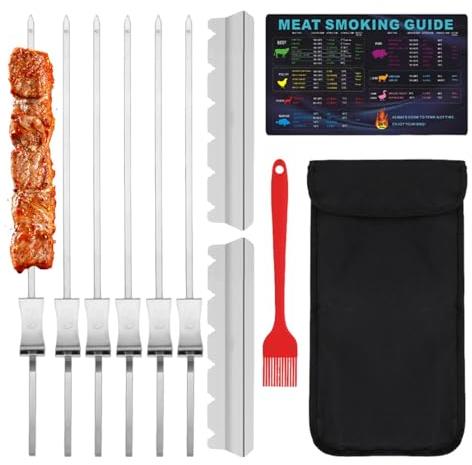 Brochetas De Parrilla Para Parrilla Al Aire Libre,Palos De Brocheta - Brochetas de pollo de 14,7 pulgadas | Palitos de aguja para barbacoa, palitos de metal para pollo y parrilla, acero