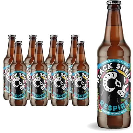 Black Sheep Respire Carbon Neutral Beer 8 x 500ml Bottle - 4% ABV ❘ IPA Brewed with Citra & Chinook Hops, Bright Citrus & Tropical Fruit Notes, Light Maltiness ❘ Sustainably Made ❘ Brewed in the UK