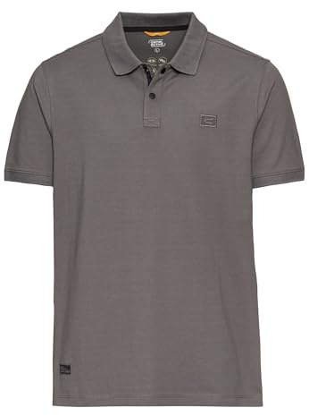 camel active Herren Kurzarm Poloshirt aus einem Baumwollmix Grau, Menswear-M