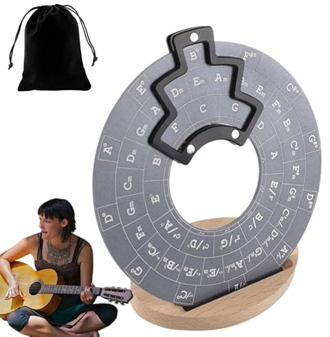 Kreise des Quintenrads, Akkordrad-Musikinstrumente | Akkordrad-Gitarren-Musiktheorie-Scheibe mit Ständerhalter - Leicht lesbare Quintenzirkel für professionelle Gitarristen