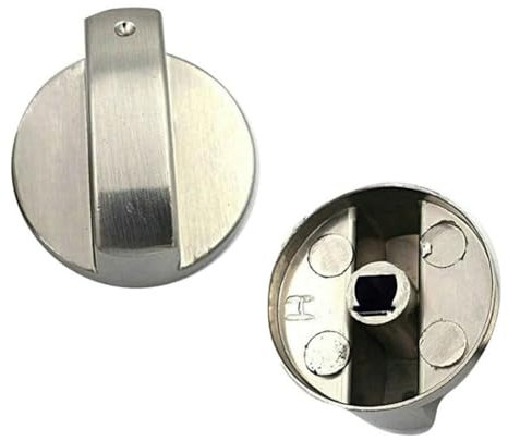 XIAOXIONGYUXIN Gas Stove Control Knobs Metal 6mm Cooker Control Switch Knobs Gas Stove Knobs Suitable for Stove Oven Switch Dial (Sliver) (2)