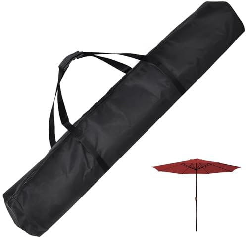 Joomie Waterproof Black Umbrella Storage Bag, Folding Large Capacity Patio Umbrella Carry Bag for Outdoor Beach Hiking Oversized Patio Hammock and Steel Stand Storage Case 67 Inch