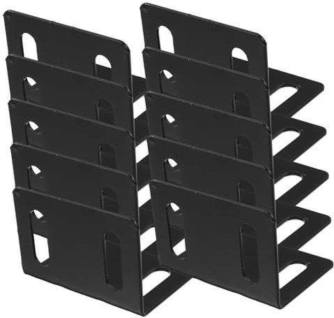 JEWEDECO 10pcs Heavy Duty Furniture Leg Fixings Iron Corner Brackets Brackets for Bed Corner