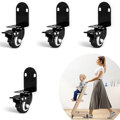 STFALI Accesorios de 4 ruedas con cerraduras de seguridad para trona Tripp Trapp, giratoria 360°, hace que la silla Tripp Trapp sea móvil Aumenta la comodidad de la trona, facilita el movimiento
